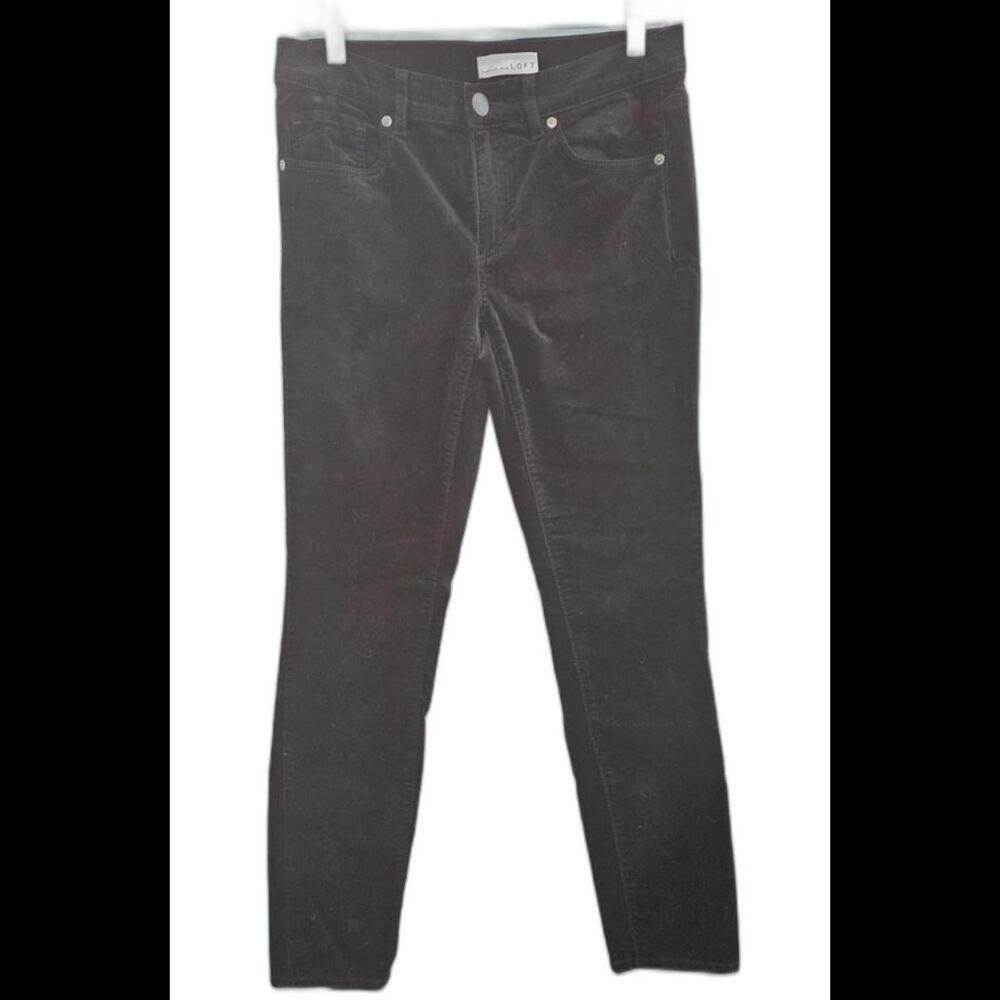 Ann Taylor‎ LOFT Black Slim Fit Velvet Velour Pants Size 2/26